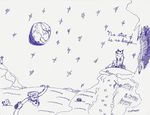  canine crystal fox invalid_tag low-quality mammal monochrome moon night outside sketch stars tagme vladmiri 