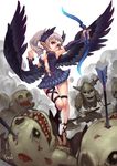  archer_(dragon_nest) bow_(weapon) center_opening dragon_nest fkey highres long_hair pointy_ears purple_eyes silver_hair solo_focus weapon wings 