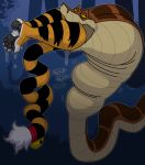  ambiguous_gender ambiguous_pred anthro bell black_stripes bulge claws feet feline female_prey feral fur hypnofood jungle_book kaa_(jungle_book) mammal neck_bulge orange_fur paws reptile saliva sascha_(hypnofood) scalie snake soft_vore stripes tail_tuft tiger tuft vore yellow_eyes 