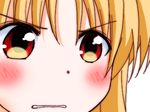  angry bad_id bad_pixiv_id blonde_hair clenched_teeth close-up face fate_testarossa gununu kohaku_(kohagura) lowres lyrical_nanoha mahou_shoujo_lyrical_nanoha parody parted_lips red_eyes simple_background solo teeth wavy_mouth white_background 