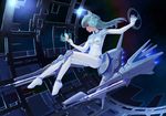  bodysuit floating green_eyes green_hair headgear long_hair looking_at_viewer mecha_musume original solo zimajiang 