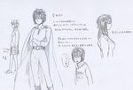  1girl flat_chest genderswap genderswap_(mtf) long_hair monochrome one-punch_man saitama_(one-punch_man) shibakou short_hair sketch translation_request 