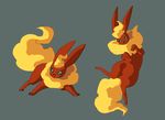  ambiguous_gender cosmicminerals digitigrade eeveelution feral flareon green_eyes grey_background nintendo plain_background pok&eacute;mon solo video_games 