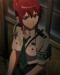  armband blue_eyes bra rail_wars! red_hair sakurai_aoi screencap short_hair underwear wet 