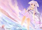  animal_ears dress highres long_hair obiwan original panties purple_eyes solo tail underwear weisuoxin white_hair 