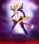 armor camel_toe clothed clothing digimon female looking_at_viewer renamon skimpy solo sword vexxy weapon 