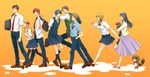  4girls bag gekkan_shoujo_nozaki-kun height_difference hori_masayuki kashima_yuu mikoshiba_mikoto miyako_yukari multiple_boys multiple_girls nozaki_umetarou official_style pleated_skirt rouman_academy_uniform sakura_chiyo school_bag school_uniform seo_yuzuki skirt tanuki verde wakamatsu_hirotaka 