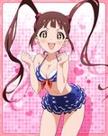  1girl :d artist_request brown_eyes brown_hair heart idolmaster idolmaster_million_live! looking_at_viewer matsuda_arisa official_art open_mouth skirt smile solo twintails 