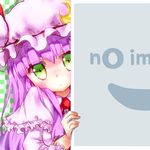  crescent expressionless frilled_sleeves frills green_eyes hamuta0404 hat long_hair long_sleeves lowres mob_cap no_image patchouli_knowledge peeking peeking_out pixiv purple_hair touhou 