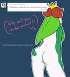  anoddscot anthro back blush butt crown english_text female games leaves lilligant nintendo pok&eacute;mon presenting presenting_hindquarters pussy solo text tumblr video_games white_skin wide_hips 