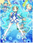  &gt;_&lt; :&lt; artist_name blue_choker blue_eyes blue_hair character_name choker closed_eyes coffret_(heartcatch_precure!) cure_marine expressions heartcatch_precure! hiyopuko kurumi_erika long_hair magical_girl precure smile thighhighs tiara zettai_ryouiki 