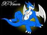  anus balls blue_skin claws color colored digimon erection exveemon male penis salamander_(artist) sketch smile solo spread_legs spreading traditional_media wings 