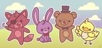  avian bear bird bonnie_(fnaf) canine chica_(fnaf) chicken cute eye_patch eyewear five_nights_at_freddy&#039;s fox foxy_(fnaf) freddy_fazbear hook lagomorph looking_at_viewer mammal rabbit 