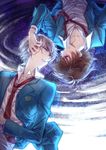  bad_id bad_pixiv_id belt blue_eyes brown_hair hand_on_another's_face highres kakumeiki_valvrave l-elf male_focus multiple_boys necktie open_mouth purple_eyes rotational_symmetry school_uniform silver_hair smile suco_(anya1218) tears tokishima_haruto uniform upside-down 