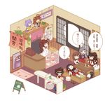  akagi_(kantai_collection) cash_register chibi chitose_(kantai_collection) comic failure_penguin fuuka_(fukasheu) indoors isometric kantai_collection kumano_(kantai_collection) long_hair majokko_(kantai_collection) mamiya_(kantai_collection) maneki-neko miss_cloud multiple_girls naka_(kantai_collection) nanodesu_(phrase) ponytail purple_hair restaurant sleeping sunglasses taihou_(kantai_collection) tama_(kantai_collection) translated wainscoting yamato_(kantai_collection) 