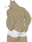  blush boar butt chubby clothing embarrassed looking_at_viewer male mammal megawaffle_(artist) musclegut porcine solo underwear 