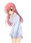  bad_id bad_pixiv_id blush bottomless dress_shirt hairband hayate_no_gotoku! highres katsura_hinagiku long_hair pink_hair shirt solo tsugumi._(lucida) yellow_eyes 