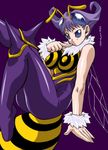  antenna antennae bee_girl breasts capcom insect_girl insect_wings monster_girl pantyhose purple_eyes purple_hair q-bee short_hair vampire_(game) violet_eyes wings 