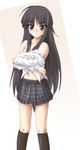  akiyama_mio black_eyes black_hair bra hayashiya_zankurou k-on! lingerie long_hair oekaki plaid plaid_skirt school_uniform skirt solo underwear undressing 