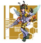  bad_id bad_pixiv_id bee_girl blue_eyes brown_hair food honey honeycomb_(pattern) honeycomb_background insect_girl kenkou_cross lance mecha_musume monster_girl original polearm solo weapon wings 