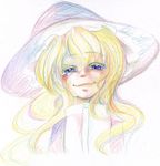  bad_id bad_pixiv_id blonde_hair blue_eyes kirisame_marisa long_hair sketch solo takt. tears touhou yellow_eyes 