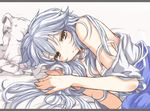  bad_id bad_pixiv_id bare_shoulders bed kamishirasawa_keine long_hair nejime pillow solo touhou 