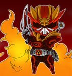  belt chibi fire kamen_rider kamen_rider_hibiki kamen_rider_hibiki_(series) kaos lowres male_focus solo sword weapon 