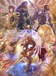  4boys armor bad_id bad_pixiv_id blonde_hair brown_hair copyright_request fantasy flower foocon glasses long_hair multiple_boys multiple_girls pointy_ears short_hair silver_hair sword warrior weapon yellow_eyes 