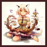  animal_ears bad_id bad_pixiv_id bare_shoulders barefoot blonde_hair book cat_ears cat_tail feet hands necktie ochakai_shin'ya original pop-up_book ringed_eyes short_hair sitting smile solo surreal tail wariza windowboxed yellow_eyes 