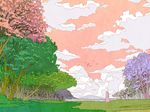  1girl cloud highres landscape nature original scenery solo sunset tree wallpaper 