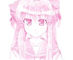  blush bow haramura_nodoka isao_(bb) kiyosumi_school_uniform monochrome pink saki school_uniform serafuku sketch solo traditional_media twintails 