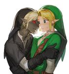  bad_id bad_twitter_id blonde_hair blue_eyes charcoalo dark_link dark_skin dark_skinned_male dual_persona earrings gloves hat hug jewelry link multiple_boys pointy_ears red_eyes shield smile the_legend_of_zelda the_legend_of_zelda:_ocarina_of_time 