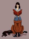  book centaur clothing confused cute equine hooves horse human invalid_tag magic mammal shoe skirt spell taur torn_clothing transformation 