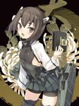  47agdragon bike_shorts brown_eyes brown_hair flight_deck game_cartridge highres kantai_collection looking_at_viewer machinery metal_slug neo_geo open_mouth short_hair skirt snk solo taihou_(kantai_collection) 