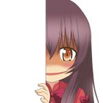  aoki_hagane_no_arpeggio brown_eyes brown_hair eyebrows_visible_through_hair long_hair looking_at_viewer maya_(aoki_hagane_no_arpeggio) nagineko peeking_out shaded_face smirk solo transparent_background 
