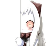  :&lt; blush_stickers horn kantai_collection long_hair looking_at_viewer mittens nagineko northern_ocean_hime peeking_out red_eyes shinkaisei-kan solo transparent_background white_hair white_skin 