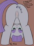  abstract_background anal_beads anus back_turned bedroom_eyes blue_eyes clitoris equine female friendship_is_magic fur grey_fur hair hi_res hooves horse long_hair looking_at_viewer looking_through_legs mammal maud_pie_(mlp) my_little_pony pony presenting purple_hair pussy rocks sex_toy smile solo text tomtornados 