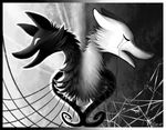  2014 abstract_background ambiguous_gender canine fox foxcat happy mammal monochrome ratte sad spirit tears 