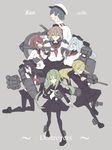  6+girls admiral_(kantai_collection) akatsuki_(kantai_collection) anchor bad_id bad_pixiv_id black_hair blonde_hair blue_hair brown_hair cannon folded_ponytail green_hair hair_ornament hairclip hibiki_(kantai_collection) ikazuchi_(kantai_collection) inazuma_(kantai_collection) kantai_collection kuromari_(runia) long_hair multiple_girls nagatsuki_(kantai_collection) pantyhose satsuki_(kantai_collection) school_uniform serafuku skirt turret 