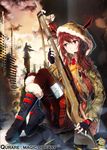  :/ bad_id bad_pixiv_id bae.c black_gloves boots building copyright_name fingerless_gloves gloves gun headset holding hood hooded_jacket jacket long_hair looking_at_viewer military plaid plaid_skirt pleated_skirt qurare_magic_library red_eyes red_hair rifle school_uniform sitting skirt sniper_rifle solo walter_schmidt watermark weapon web_address 