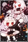  aircraft airplane claws dress horn horns kantai_collection long_hair looking_at_viewer mins_(minevi) multiple_girls northern_ocean_hime panties red_eyes ribbed_dress seaport_hime shinkaisei-kan short_dress side-tie_panties underwear white_hair white_skin 