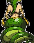  anthro belt big_breasts big_butt bracelet breasts butt canastus cassiopeia female jewelry lamia league_of_legends long_tail monster monster_girl naga pinup pose reptile scalie shiny snake solo 