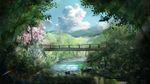  bad_id bad_pixiv_id blurry bridge cherry_blossoms cloud commentary day highres hill horizon landscape nature niko_p no_humans original river scenery sketch sky texture tree wallpaper 