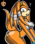  anthro bandage big_butt blue_eyes breasts butt canastus clothing echidna expansion female gloves growth half_naked jewelry long_tail necklace nipples pinup pose sega solo sonic_(series) tiara tikal_the_echidna 
