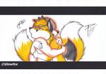  anthro canine cuddling felipefox glowfox glowing hug invalid_color male mammal plain_background two_tailed 