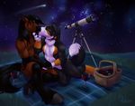 2014 anthro canine cart dark dog drink equine erection fur gay horn horse kissing male mammal night outside penis shooting_star sky stars telescope 