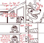  canine comic eye_patch eyewear five_nights_at_freddy&#039;s fox foxy_(fnaf) hook human invalid_tag licking machine male mammal mechanical robot text tongue unknown_artist 