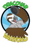  2010 avian badge bird clothing dracovar_valeford hat looking_at_viewer open_mouth osprey shirt tagme tongue valeford yellow_eyes 