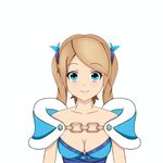 1girl animated animated_gif artist_request blonde_hair blue_eyes blush bouncing_breasts breasts cleavage defense_of_the_ancients dota_2 emofuri female rylai rylai_crestfall short_hair solo twintails 