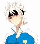  aki_(645451622) earth_eleven headband highres ibuki_munemasa inazuma_eleven_(series) inazuma_eleven_go inazuma_eleven_go_galaxy jacket lightning_bolt male_focus simple_background solo track_jacket upper_body white_background white_hair 